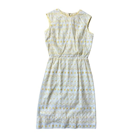 Authentic Vintage Elinor Porter 1950’s Yellow & Cream Embroidered Prairie Dress - Picture 1 of 16